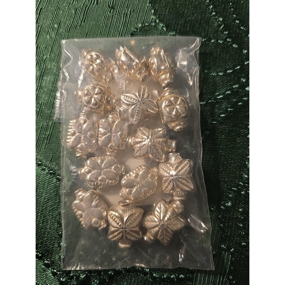 Antique Silver Plated Copper Beads‎ Assorted Charms #171 Bundle W/ Others Listed